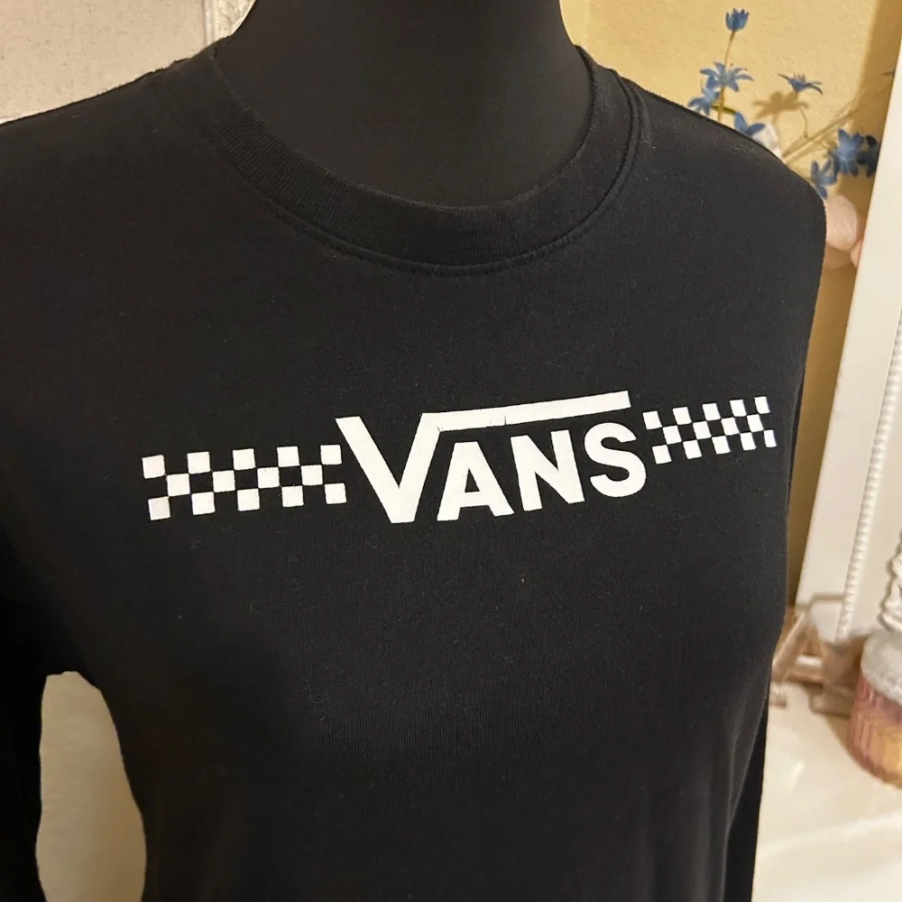 Vans Long Sleeve Black and White Checkered Logo Top - Picture 2 of 3